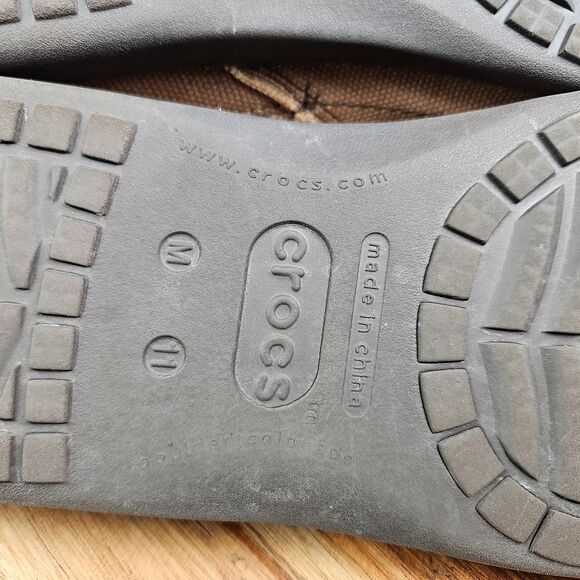 CROCS Santa Cruz Shoes Mens 11 Brown Slip On Canvas Loafer Slippers Casual - Picture 14 of 15